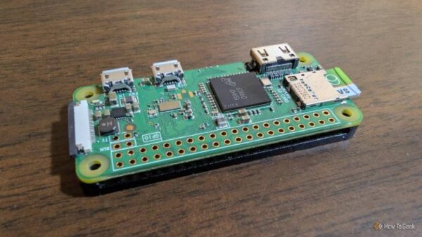 A Pi Zero 2 W set up on a desk.
